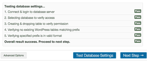 Test database settings