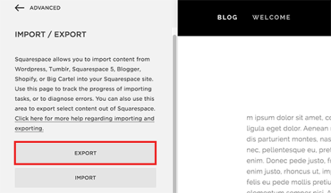 Exporting content from Squarespace