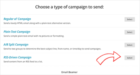 Creating RSS to email campaign in MailChimp