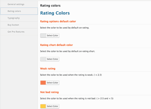 Rating colors