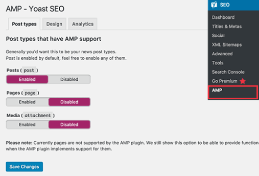 Google AMP yoast seo