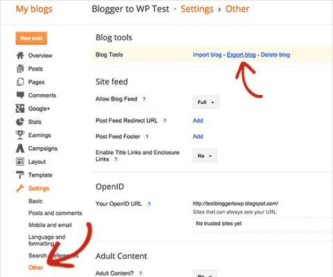 Exporting your Blogger blog