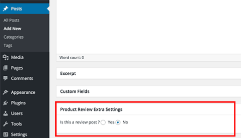 Adding product review data in a review post