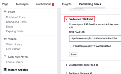  Facebook page’s publishing tool section