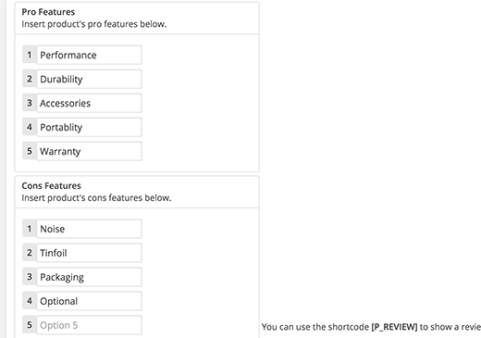 Adding pros and cons of a product with your review