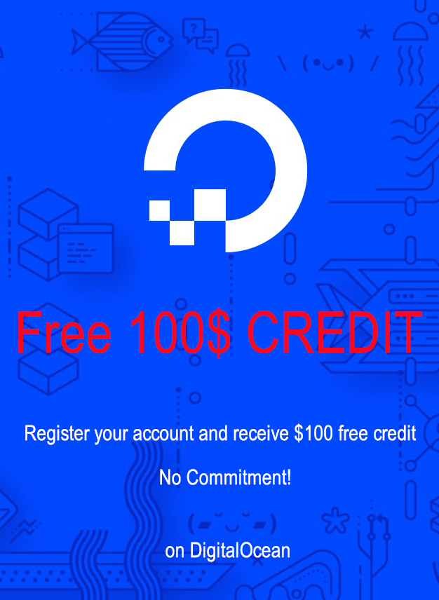 100 dollar free credit on digitalocean cloud server